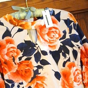 NWT Floral Dress with Orange and Blue Pattern